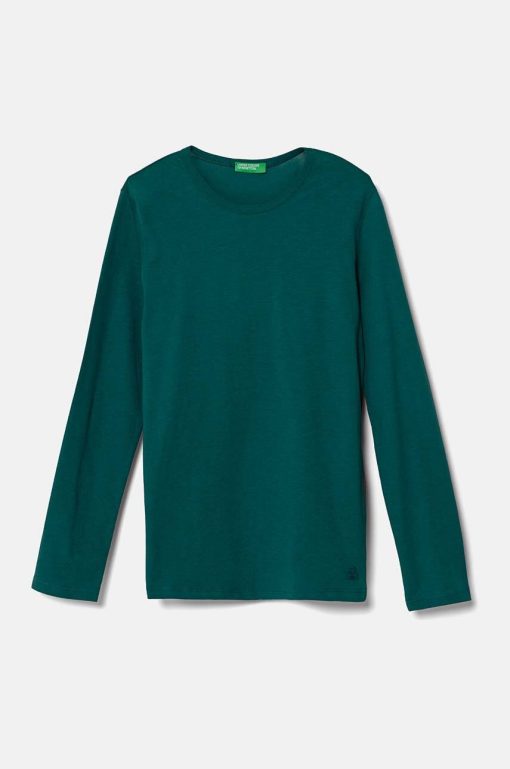 United Colors of Benetton longsleeve din bumbac pentru copii culoarea verde