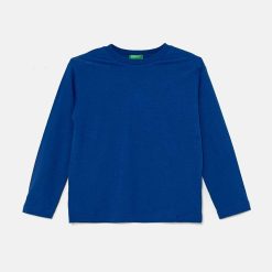 United Colors of Benetton longsleeve din bumbac pentru copii culoarea verde