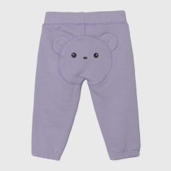 United Colors of Benetton pantaloni de trening din bumbac pentru bebeluși culoarea violet