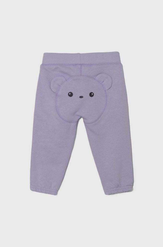 United Colors of Benetton pantaloni de trening din bumbac pentru bebeluși culoarea violet