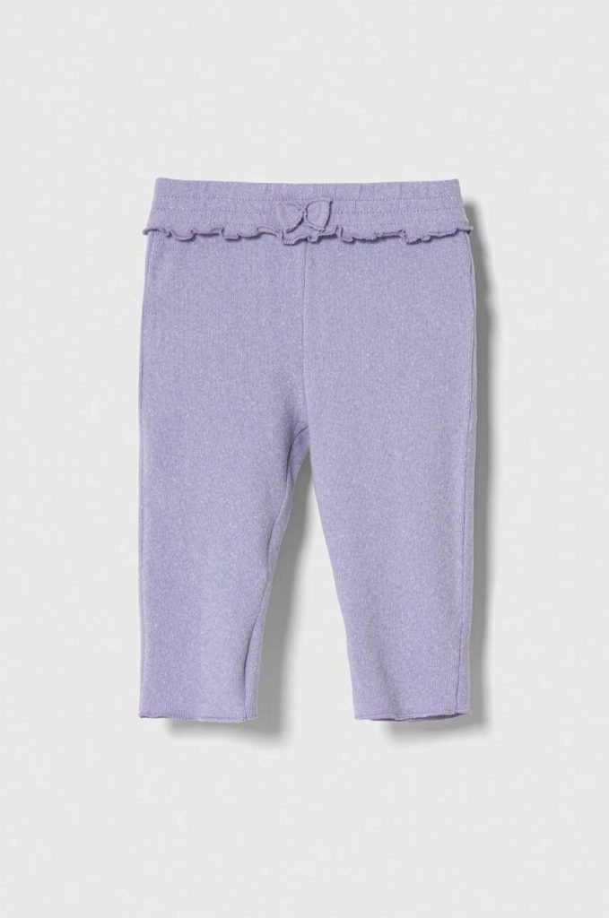 United Colors of Benetton pantaloni de trening pentru bebeluși culoarea violet