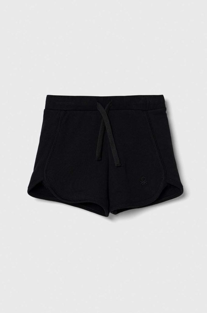 United Colors of Benetton pantaloni scurți din bumbac pentru copii culoarea negru