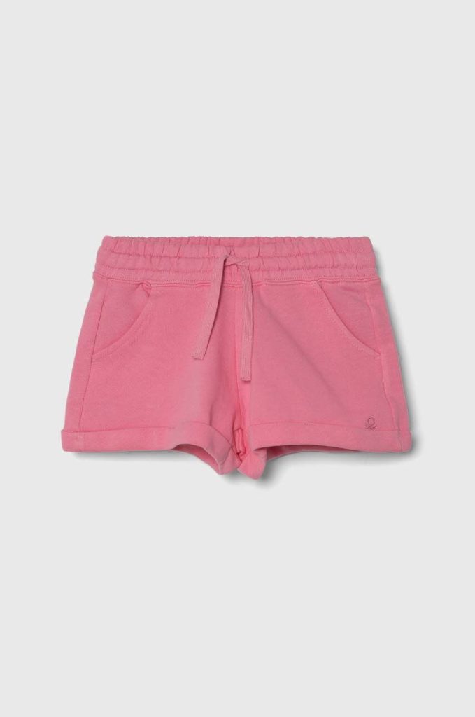 United Colors of Benetton pantaloni scurți din bumbac pentru copii culoarea roz