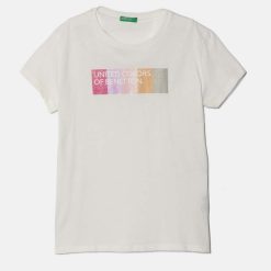 United Colors of Benetton tricou de bumbac pentru copii culoarea alb