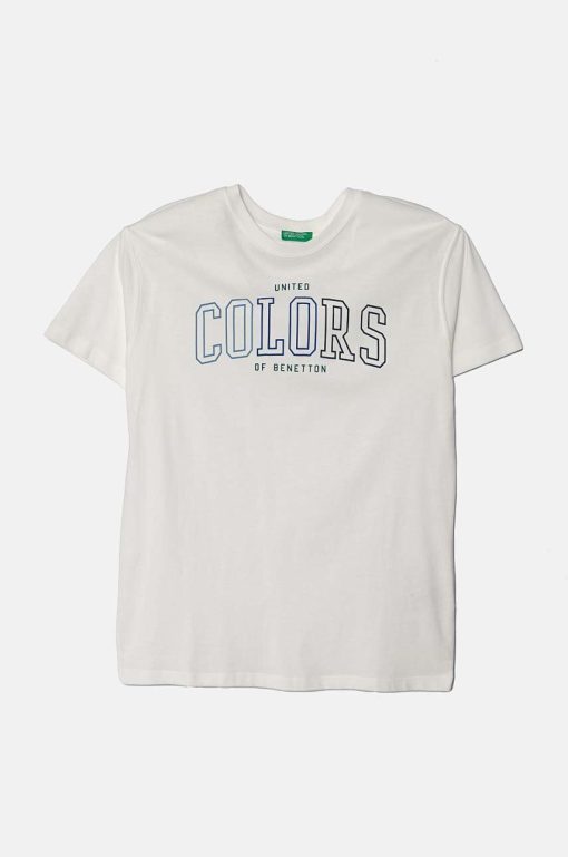 United Colors of Benetton tricou de bumbac pentru copii culoarea alb