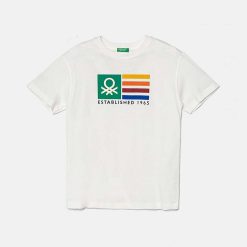 United Colors of Benetton tricou de bumbac pentru copii culoarea bej