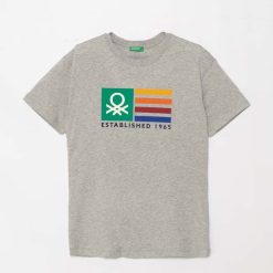 United Colors of Benetton tricou de bumbac pentru copii culoarea gri