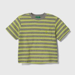 United Colors of Benetton tricou de bumbac pentru copii culoarea gri