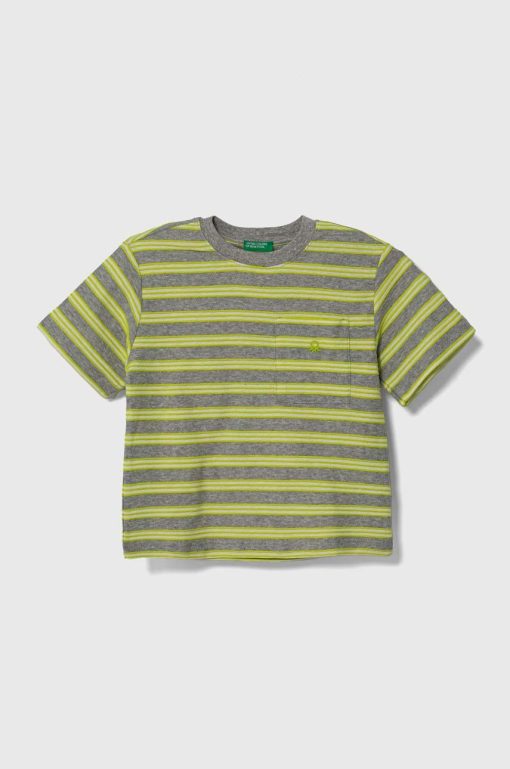 United Colors of Benetton tricou de bumbac pentru copii culoarea gri