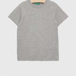 United Colors of Benetton tricou de bumbac pentru copii culoarea gri