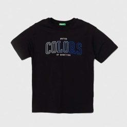 United Colors of Benetton tricou de bumbac pentru copii culoarea negru