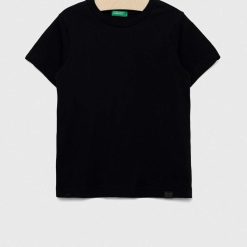 United Colors of Benetton tricou de bumbac pentru copii culoarea negru