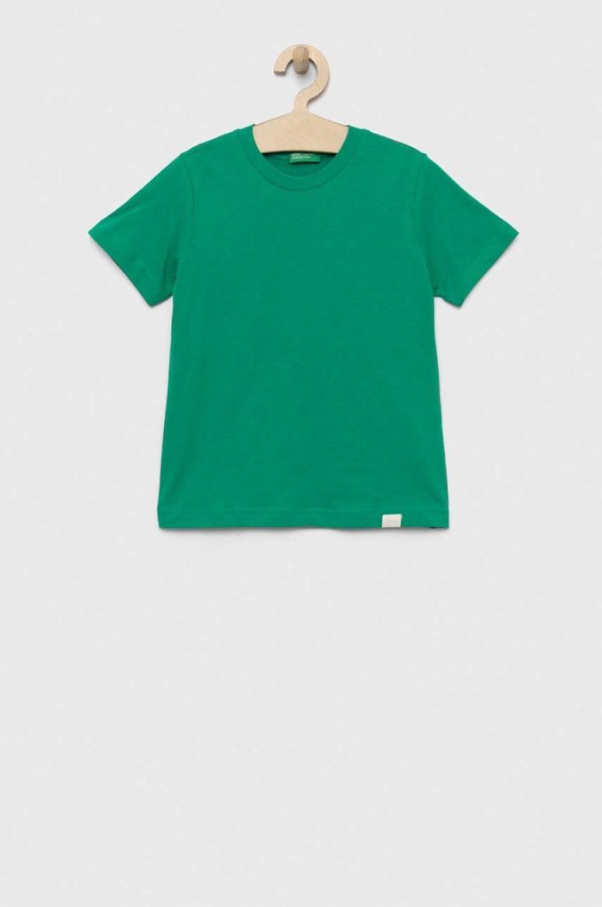 United Colors of Benetton tricou de bumbac pentru copii culoarea verde