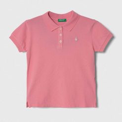 United Colors of Benetton tricou polo copii culoarea roz