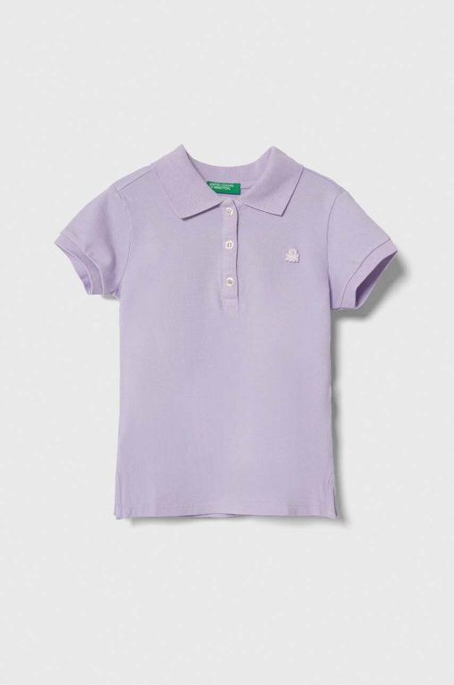 United Colors of Benetton tricou polo copii culoarea violet