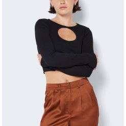 Bluza crop cu decupaj frontal-FEMEI-IMBRACAMINTE/Bluze