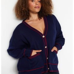 Cardigan cu buzunare laterale Plus Size-FEMEI-IMBRACAMINTE/Pulovere si cardigane