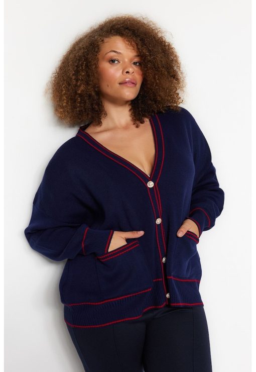 Cardigan cu buzunare laterale Plus Size-FEMEI-IMBRACAMINTE/Pulovere si cardigane