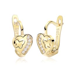 Cercei copii/bebe - Model Butterfly love - Aur Galben 14K - Cubic Zirconia - Inchizatoare sigura cu tortita-Aur >> Bijuterii Aur 14K >> Cercei Aur Copii si Bebelusi