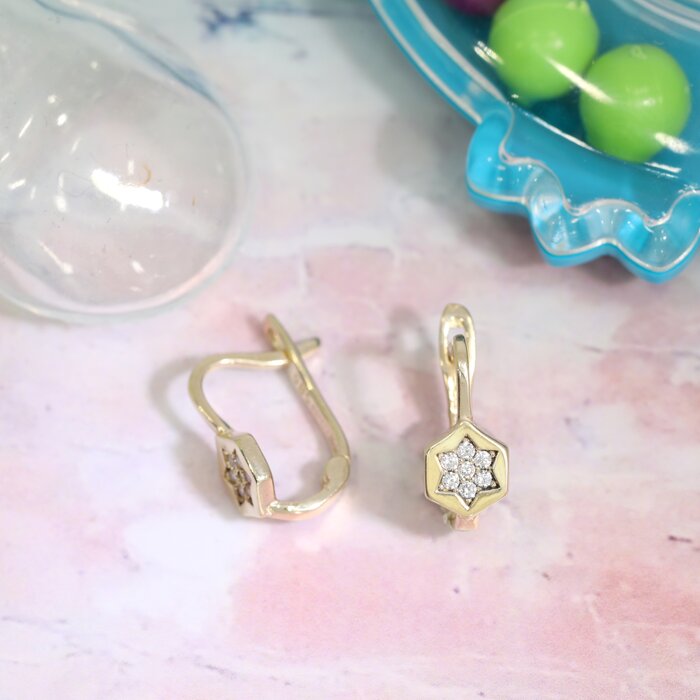 Cercei copii/bebe - Model Little star - Aur Galben 14K - Cubic Zirconia - Inchizatoare sigura cu tortita-Aur >> Bijuterii Aur 14K >> Cercei Aur Copii si Bebelusi