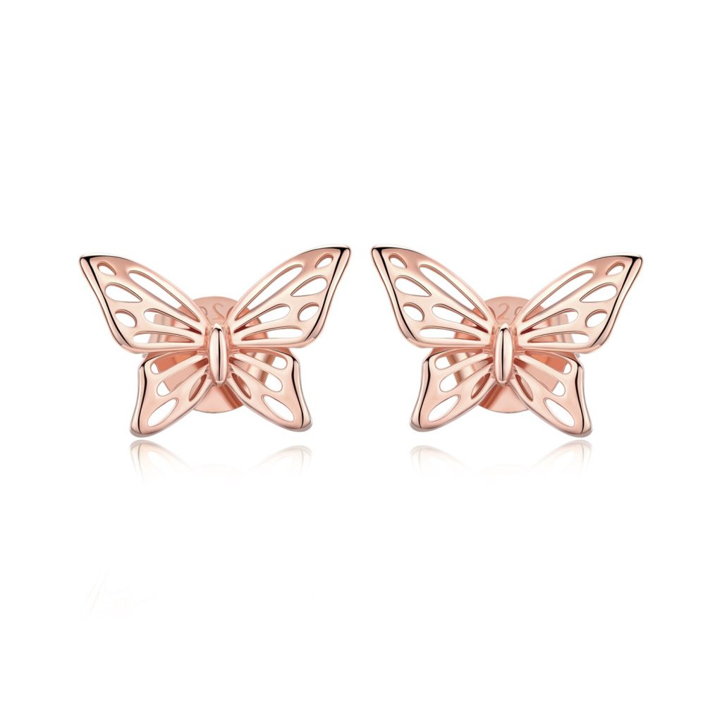 Cercei din argint Beautiful Butterfly Rose Gold-Cercei