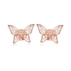 Cercei din argint Beautiful Butterfly Rose Gold-Cercei