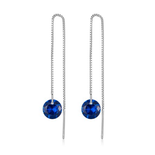 Cercei din argint Blue Crystal Long Chain-Cercei >> Cercei din argint