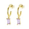 Cercei din argint Golden Dropped Rectangle Purple-Cercei >> Cercei din argint