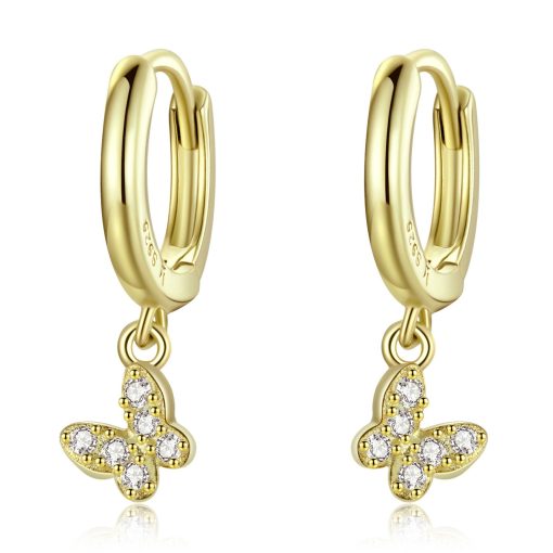 Cercei din argint Golden Mini Butterfly-Cercei >> Cercei din argint