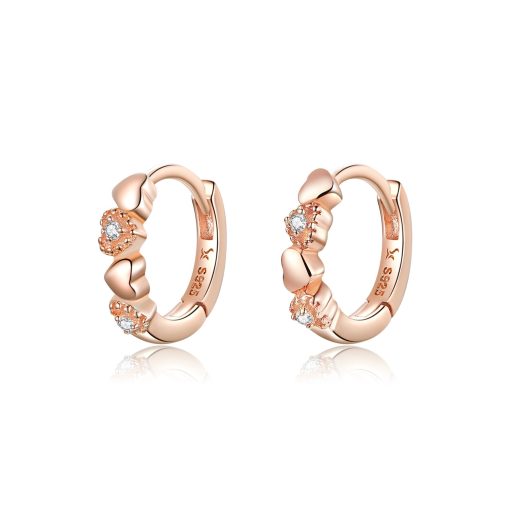 Cercei din argint Heart to Heart Rose Gold-Cercei