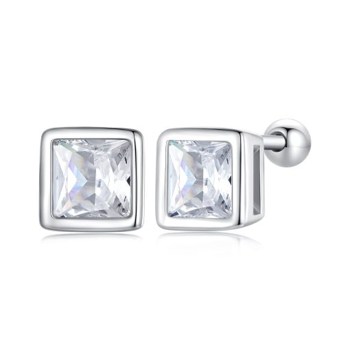 Cercei din argint Square Crystal Elegance-Cercei >> Cercei din argint