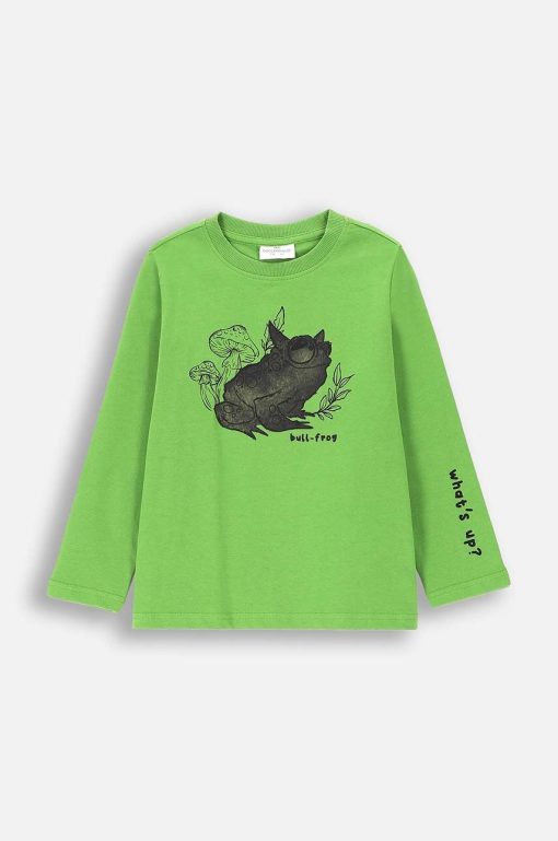 Coccodrillo longsleeve din bumbac pentru copii culoarea verde