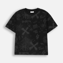 Coccodrillo tricou de bumbac pentru copii culoarea negru