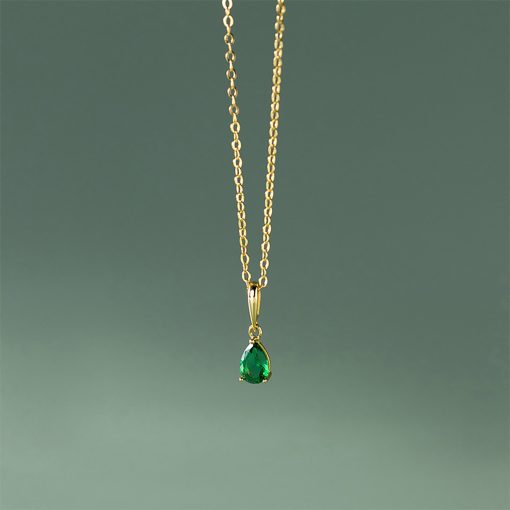 Colier din argint Golden Green Droplet-Coliere >> Coliere din argint