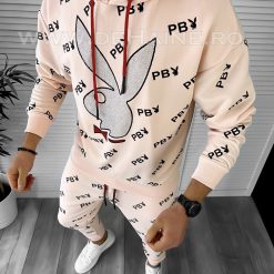 Hanorac barbati slim fit roz K019 55-1-Hanorace