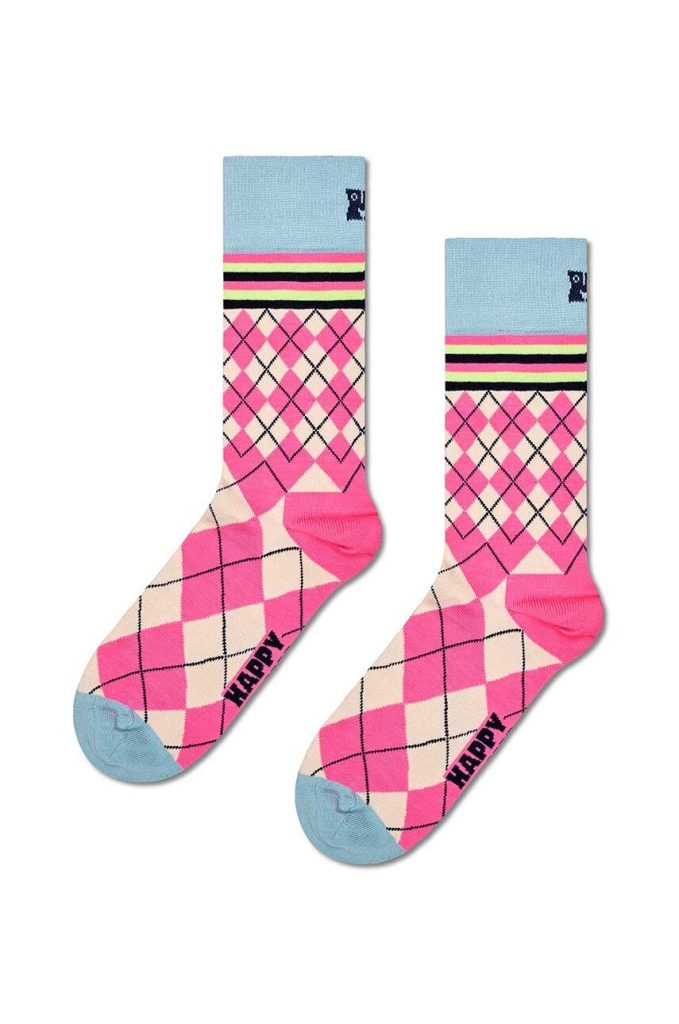 Happy Socks sosete Mixed Argyle Sock culoarea roz