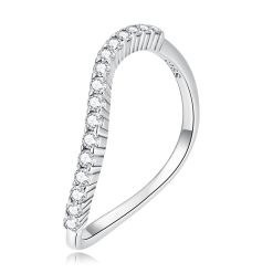 Inel din argint Curved White Crystals-Inele >> Inele din argint