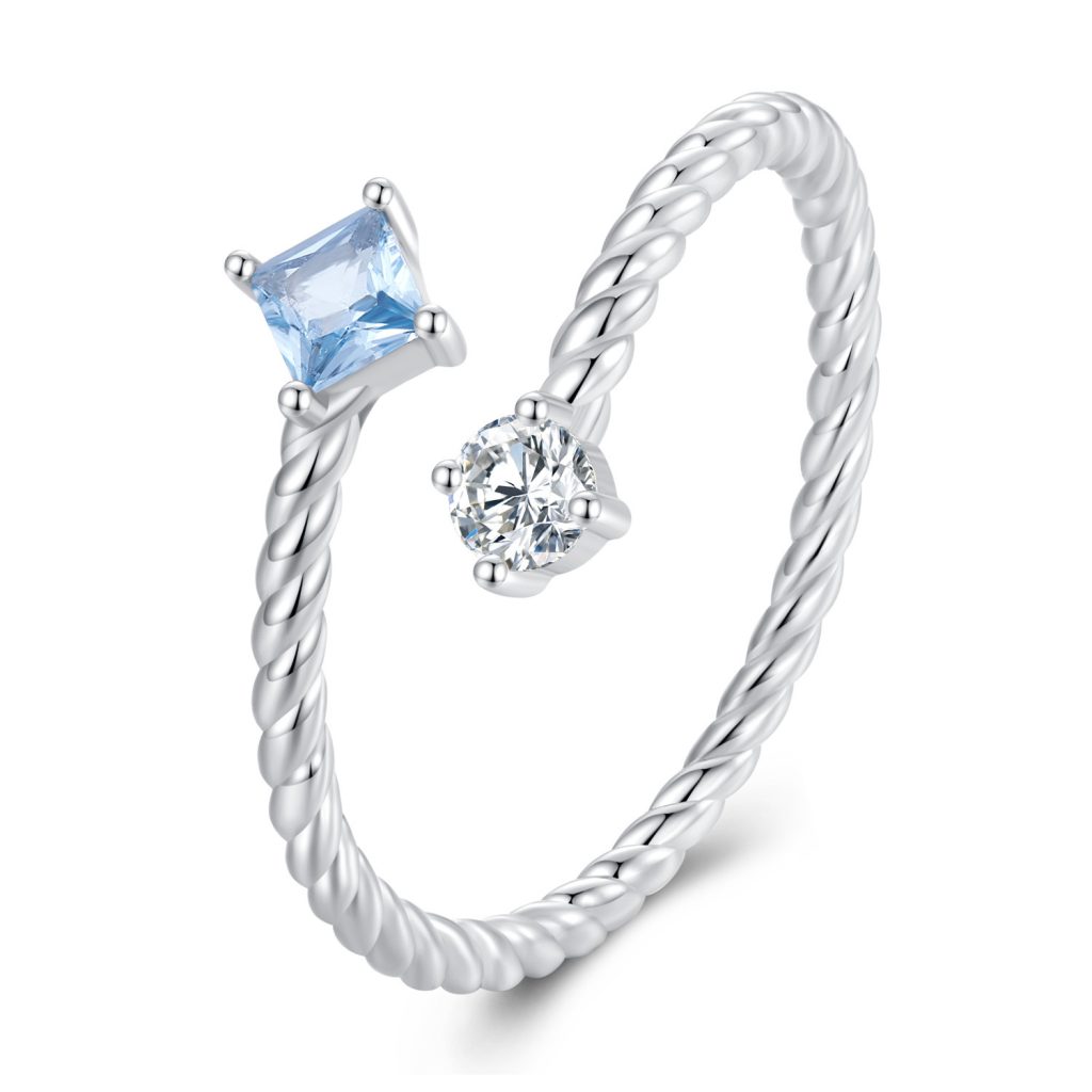 Inel reglabil din argint Blue-Silver Crystals-Inele >> Inele reglabile