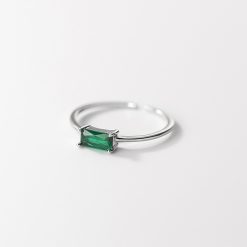 Inel reglabil din argint Silver Green Rectangle-Inele >> Inele din argint