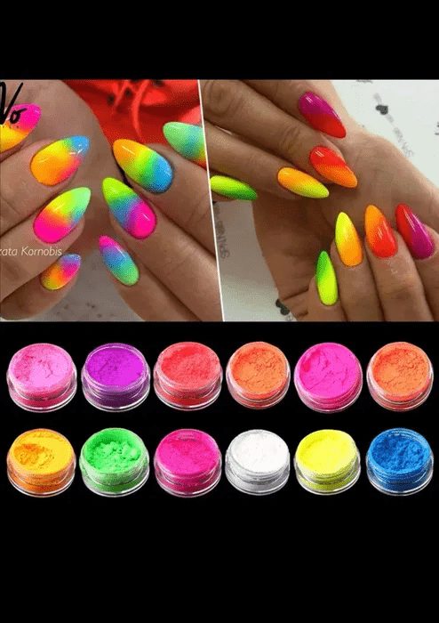 PIGMENT NEON SET 12 CULORI - PIG12V01 - Everin.ro-NAIL ART ❤️ > Diverse decoruri