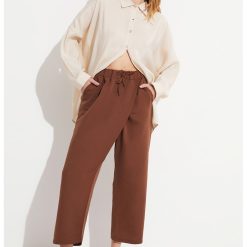 Pantaloni crop cu croiala dreapta-FEMEI-IMBRACAMINTE/Pantaloni si colanti