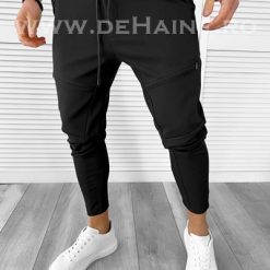 Pantaloni de trening negri conici B7654 46-3-Pantaloni > Pantaloni de trening