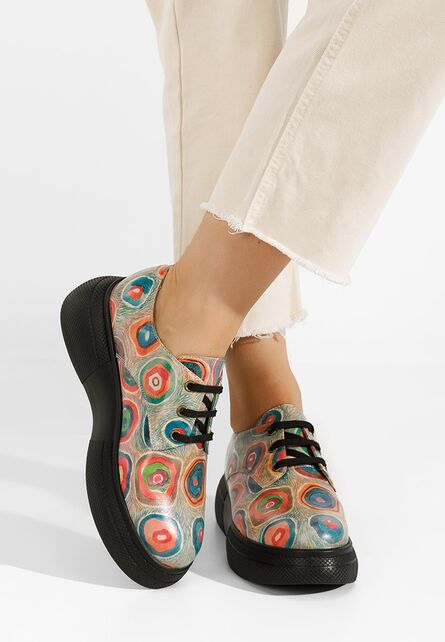 Pantofi casual dama piele Amelise multicolori-Pantofi dama casual-Sneakers cu platforma