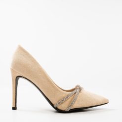 Pantofi cu toc Titaniu Bej 4