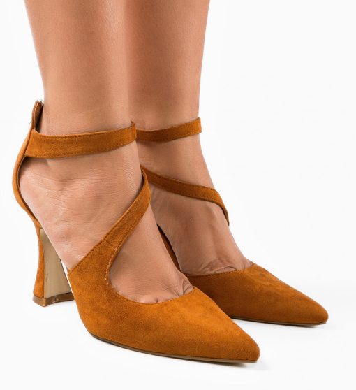 Pantofi dama Abdur Camel-Pantofi cu toc-Pantofi cu toc