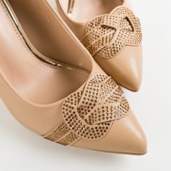 Pantofi dama Brown Bej 4