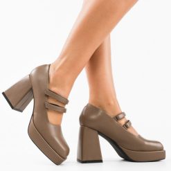 Pantofi dama Freyja Khaki-Pantofi cu toc-Pantofi cu toc