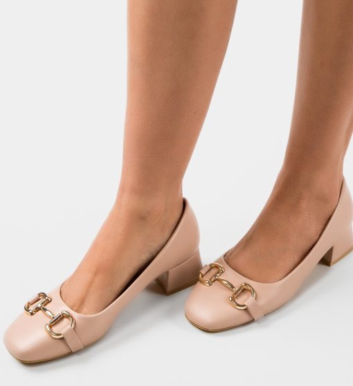 Pantofi dama Okafor Nude-Pantofi cu toc-Pantofi cu toc