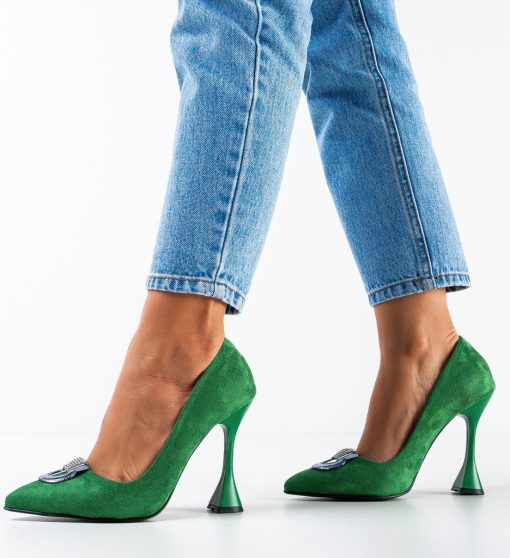 Pantofi dama Provok Verde 3-Pantofi cu toc-Pantofi cu toc