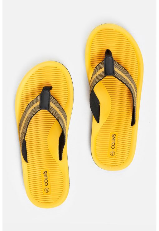 Papuci flip-flop cu linie decorativa-BARBATI-INCALTAMINTE/Papuci